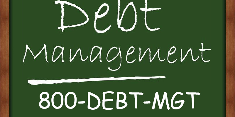 Chalkboard with Debt Management and 1-800-DEBT-MGT