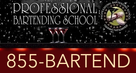 Professional Bartending School sign using 1-855-BARTEND