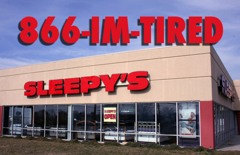 Sleepys building front using 1-866-IM-TIRED