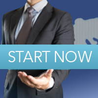 Worker holding out his hand to START NOW